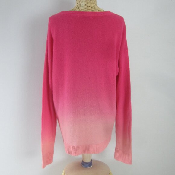 Alice & Olivia Womens Medium Pink Gleeson Ombré Cashmere Sweater LS Pullover - Picture 6 of 8